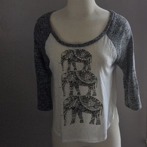 Knit baseball tee with elephants